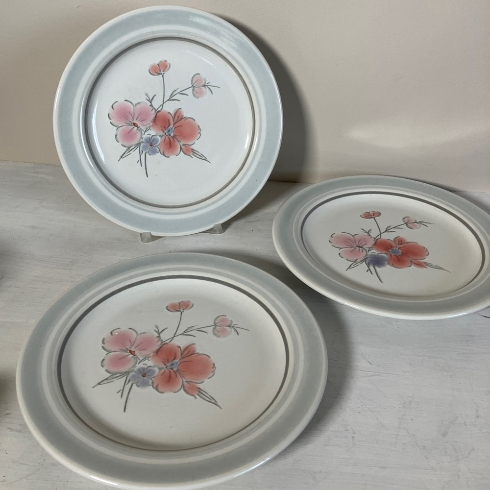 Vintage plates Galleria Stoneware floral pattern 6 3/4” set of 3
